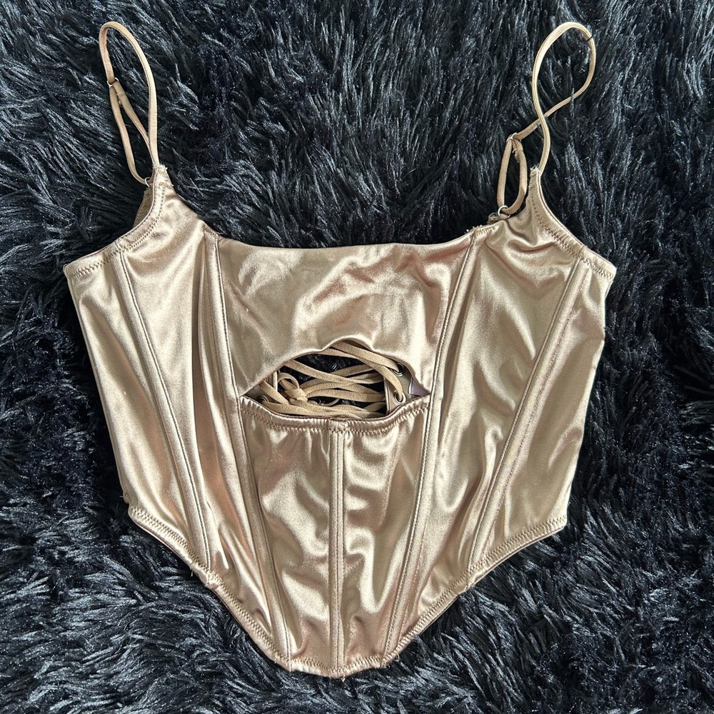 Urban Outfitters Bronze Satin Corset Top